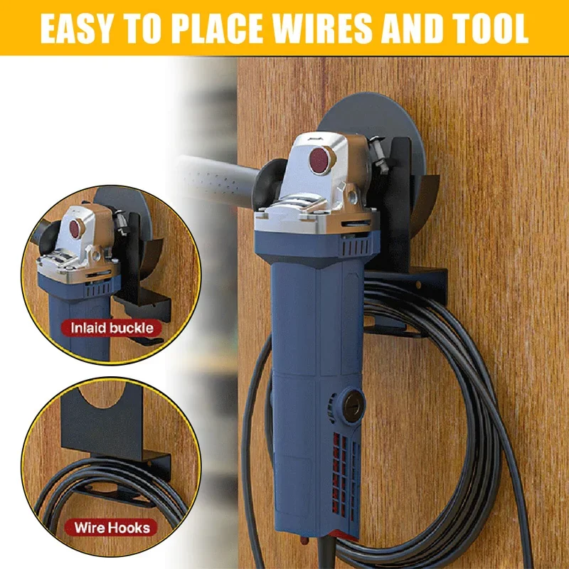 2PCS Black Angle Grinder Holder Polisher Holder Storage Rack Wall Mounted Bracket Hand Sander Tool For Homes Shops Workbenches