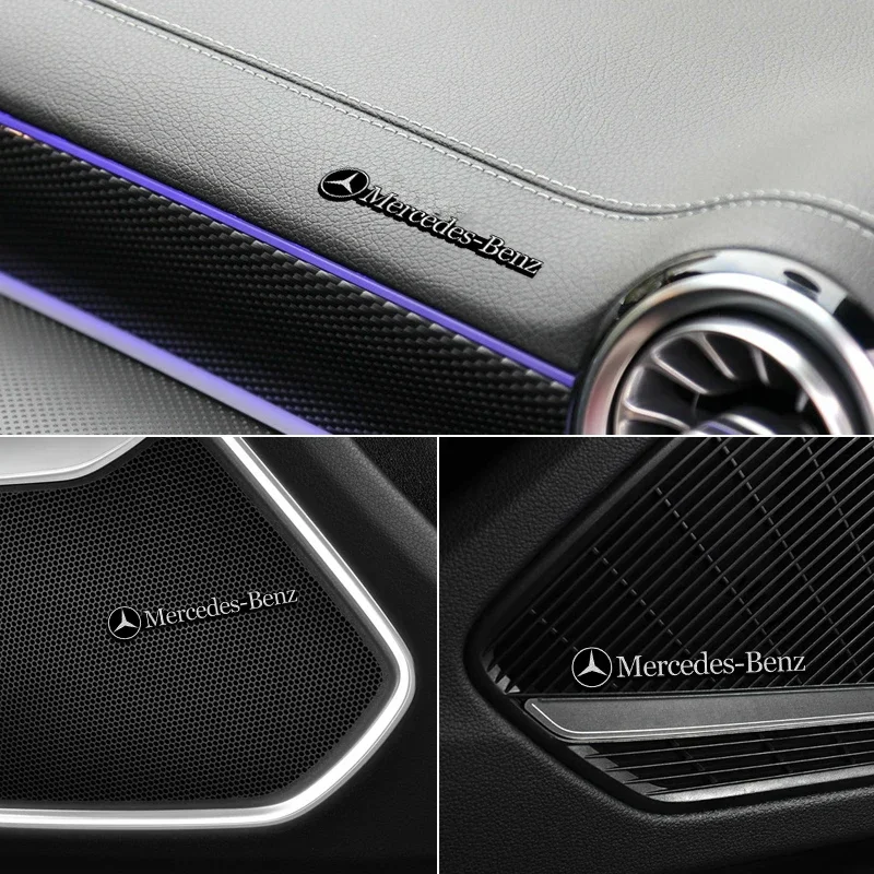 4pcs Car 3D metal Aluminum audio decorate Emblem Stickers for Mercedes-Benz W210 W211 W212 W221 W222 A C E G S R CLS CLA CLK SLK