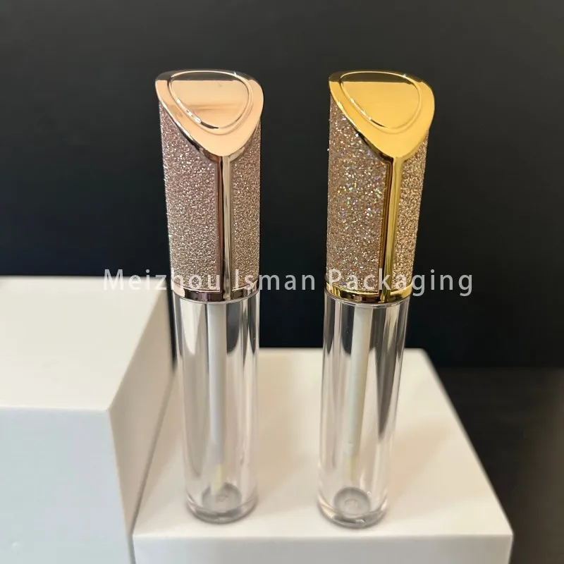 50Pcs glitter liquid lipstick packaging rhinestone gold luxury refillable empty lip gloss container tubes with wands brush 5ml