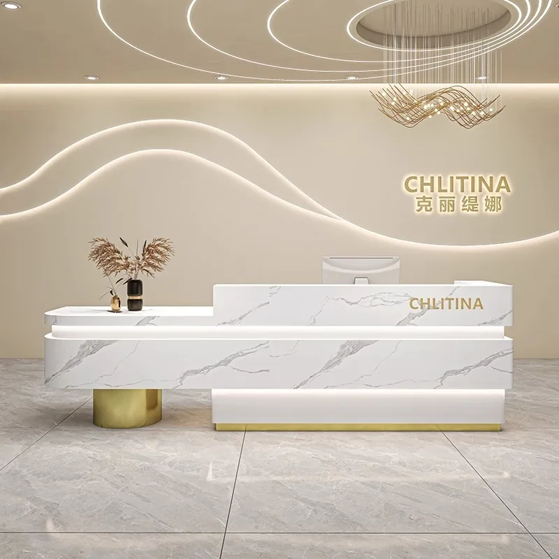 

Creative Unique Reception Desk Modern Storage Minimalist Reception Desks Space Saving Recepcion Mostrador Office Furniture