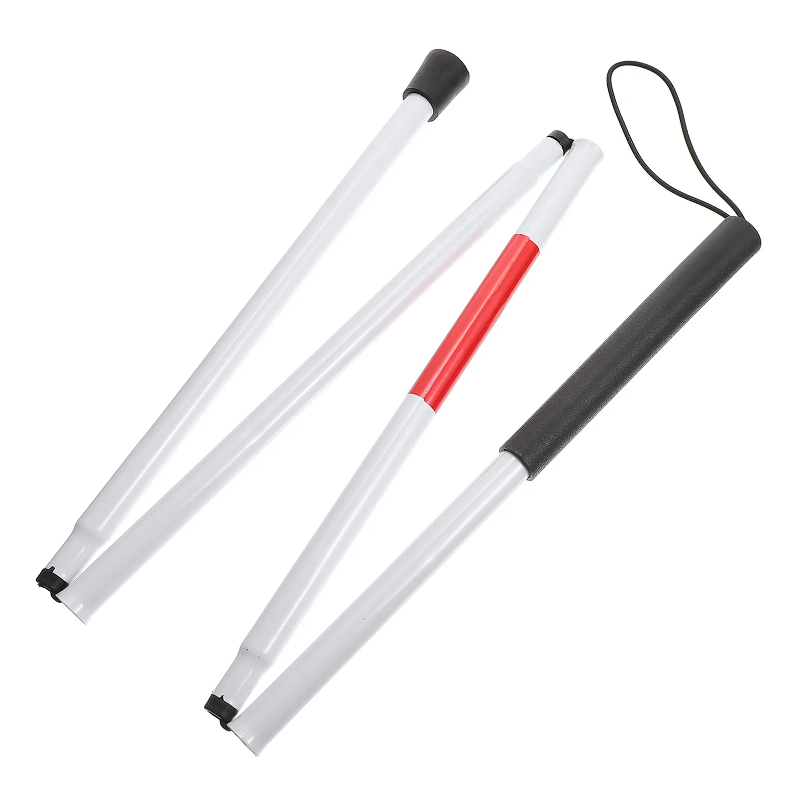 

1Pcs Folding Blind Cane Aluminum Alloy 4 Section Lightweight Portable Walk Stick with Red White Reflector Tape Night Visibility
