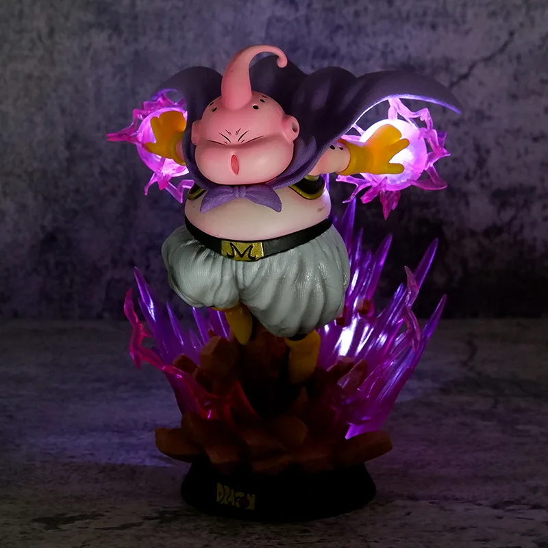 19cm Dragon Ball Z Figures Spirit Bomb Buu Fat Boo Light Up Anime Figure Action Figure Model Pvc Statue Doll Collection Toy Gift