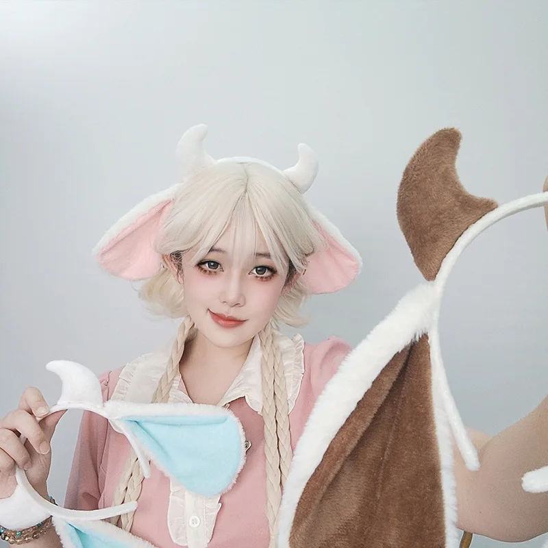 Lolita Plüsch Schaf Horn Lamm Ohr Stirnband Kawaii Kopfbedeckung Cosplay Niedlichen Tier Halloween Kostüme Requisiten Frau Haarband Geschenke – Detail 13