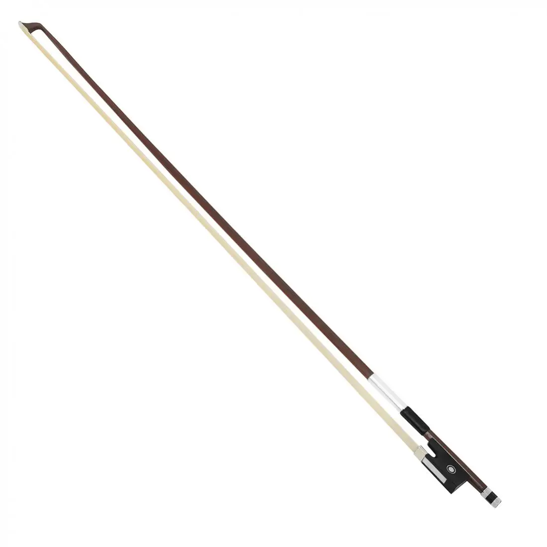 Brazilwood 4/4 Full Size Ebony Wood Frog Violin Bow with Storage Box, Sheepskin Bow Grip White Horsehair Fiddle Bow