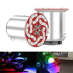 4/10PC 12V Motorcycle Strobe Led Brake Rear Stop Taillight 1157 BAY15D Led RGB 30LED DRL Flash Reversing Stop Lamp Parking Light