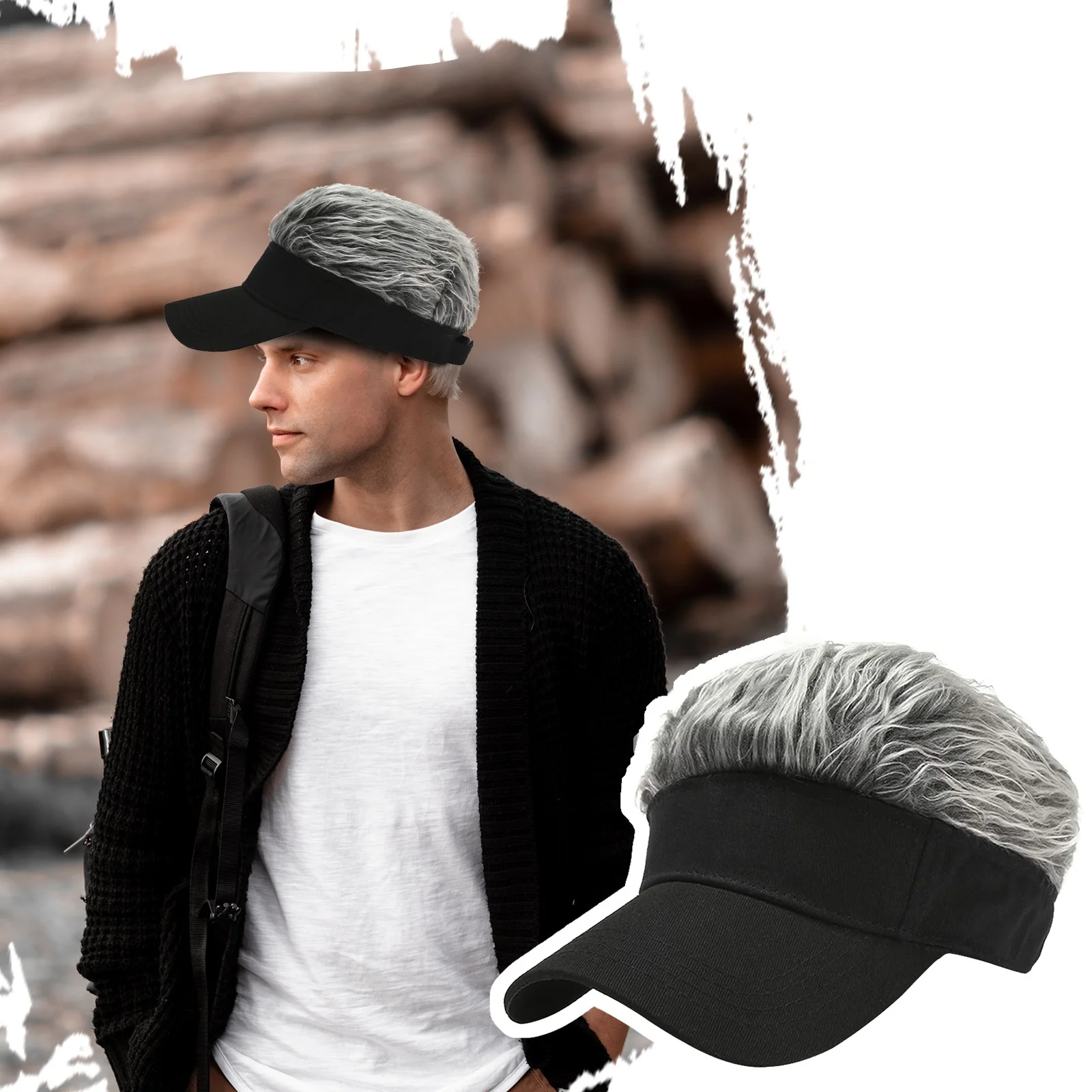 

Fashionable Hip-hop Style Decorative Baseball Hat Cosplay Personalized Wig Knitted Caps Party Hip-hop Outfit Wig Caps