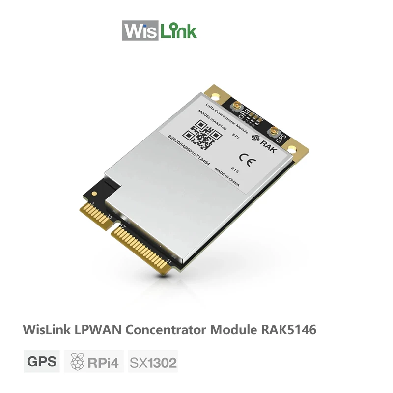 WisLink RAK5146 Mini-PCIe LPWAN Concentrator Module SX1303 LBT GPS USB/SPI LoRaWAN Gateway for Raspberry P