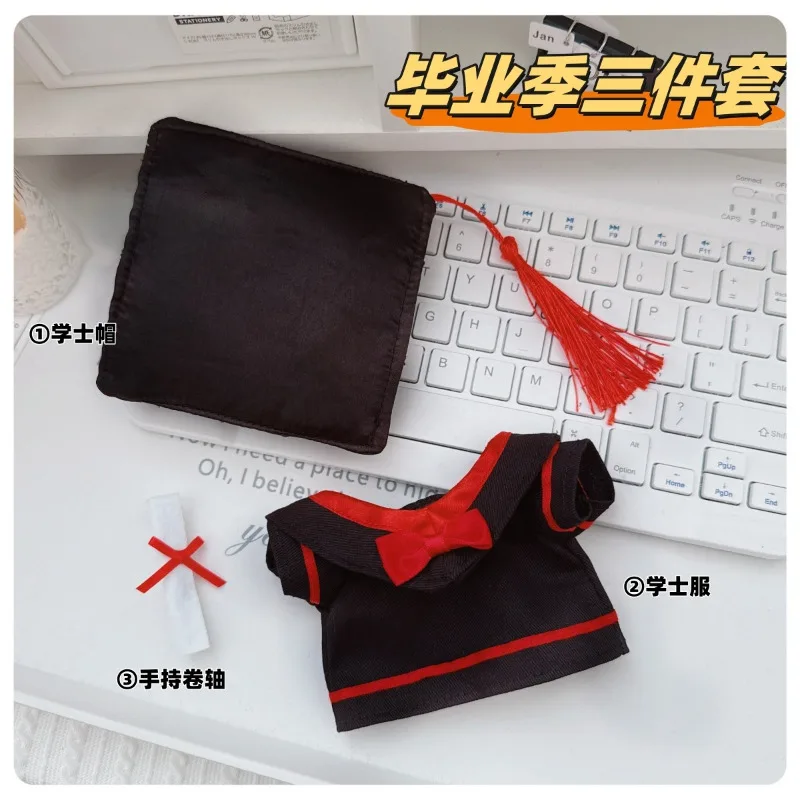 17 cm Labubu-Puppenkleid, Kleidung, Abschlusssaison-Set, Bachelor's Doctoral Hat, Grad-Robe, süßes Freizeit-Set