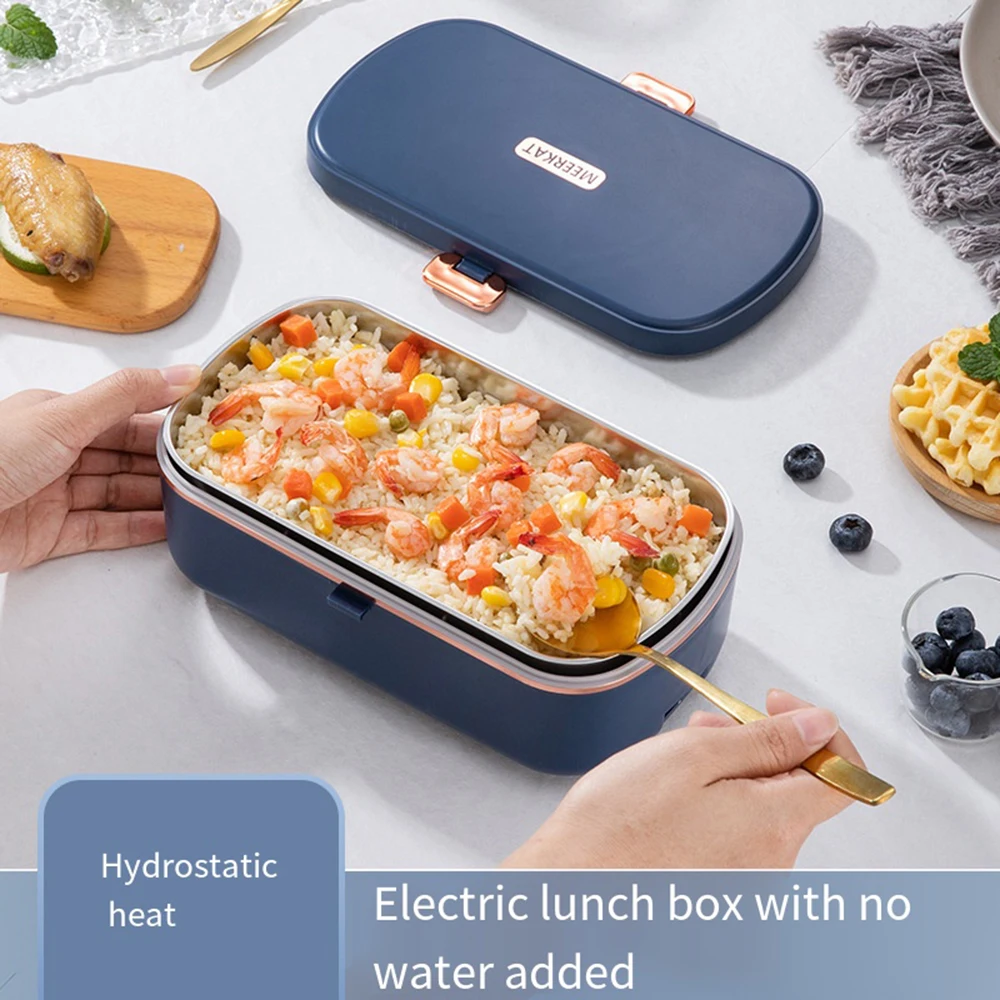 Portable Electric Heated Lunch Box Stainless Steel Home Work Adult Meal Heating Bento Box Student Food Heated Warmer Container