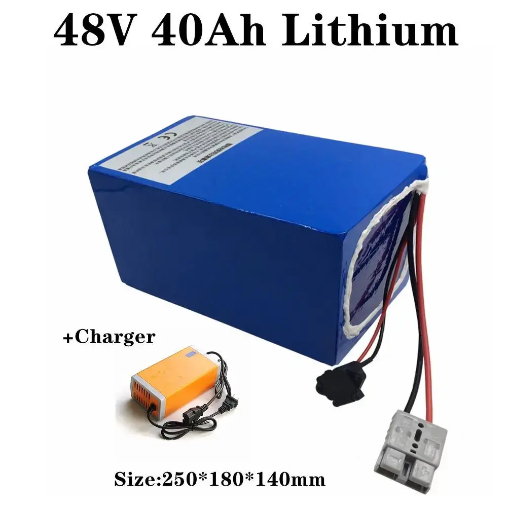 48V 40Ah Lithium Li-ion Battery BMS 13S 3.7v Li-po Battery Pack for 2500w 3000w Ebike Motorcycle Energy Storage with BMS Charger