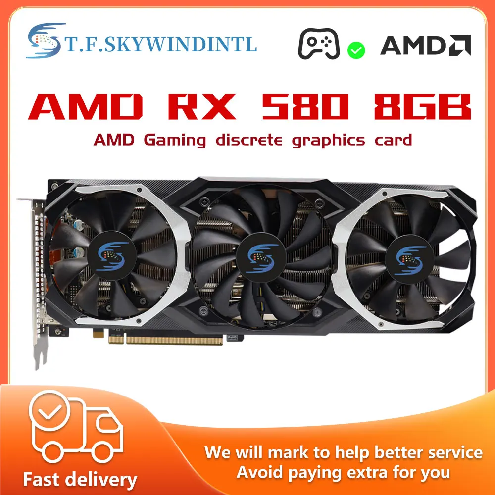 Radeon RX 580 8GB GDDR5 256Bit GPU Computer Game Three-fan Computer Graphics card Can mine without problems