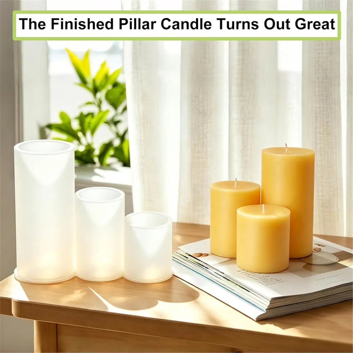 Cylinder Mold for Candle Making,3Pcs Pillar Silicone MoldPillar Candle Mold Set, Glossy Finish, Non-Stick Easy Demolding