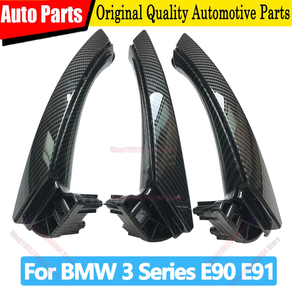 For BMW 3 Series E90 E91 316 318 320 325 328i LHD RHD Car Interior Armrest Carbon Fiber Door Pull Handle With Cover Trim