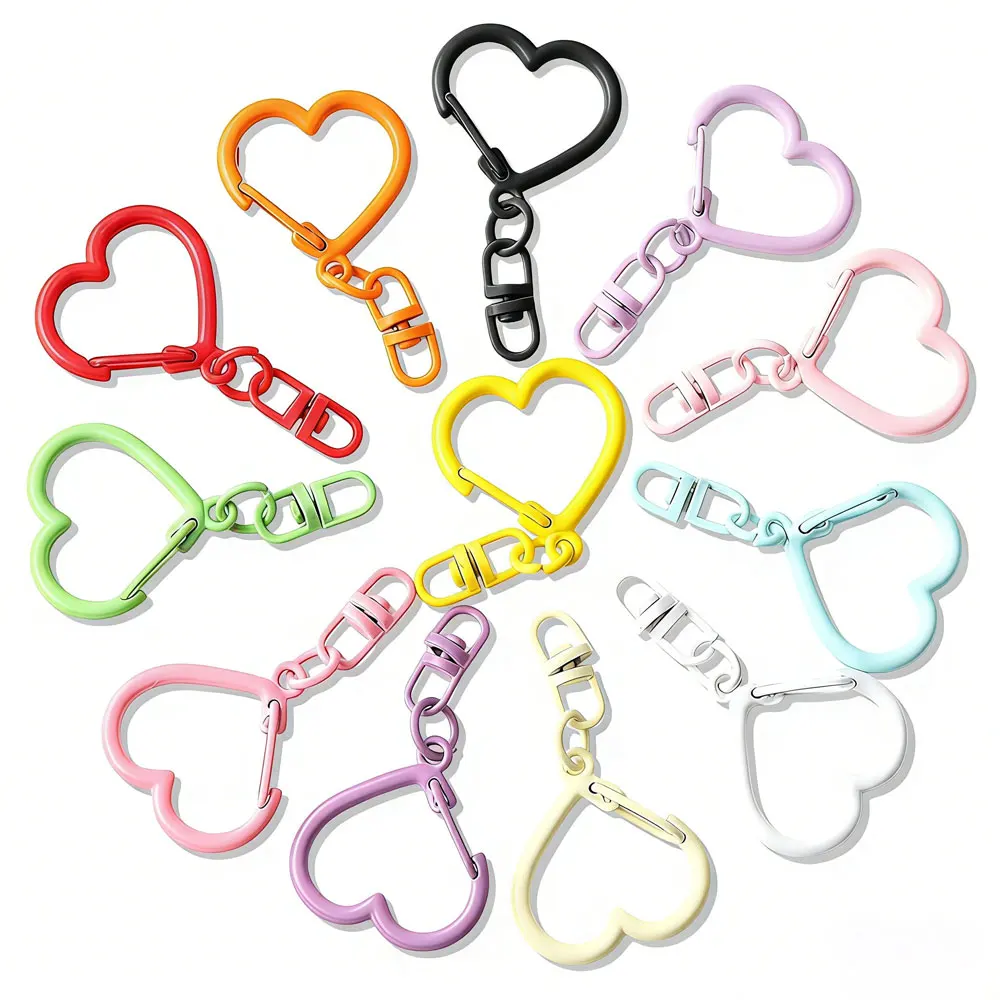 5/15/30pcs Candy Color Snap Hook Star Heart Keychain Lobster Clasp Hooks Key Ring Key Chain For DIY Jewelry Making Accessories