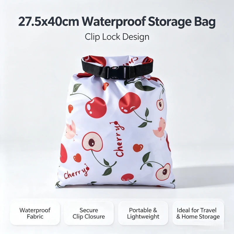 Large Capacity Printed Storage Pouch 27.5x40cm Waterproof Diaper Bag Separation Hanging Buckle Design Portable Baby Wet Bag