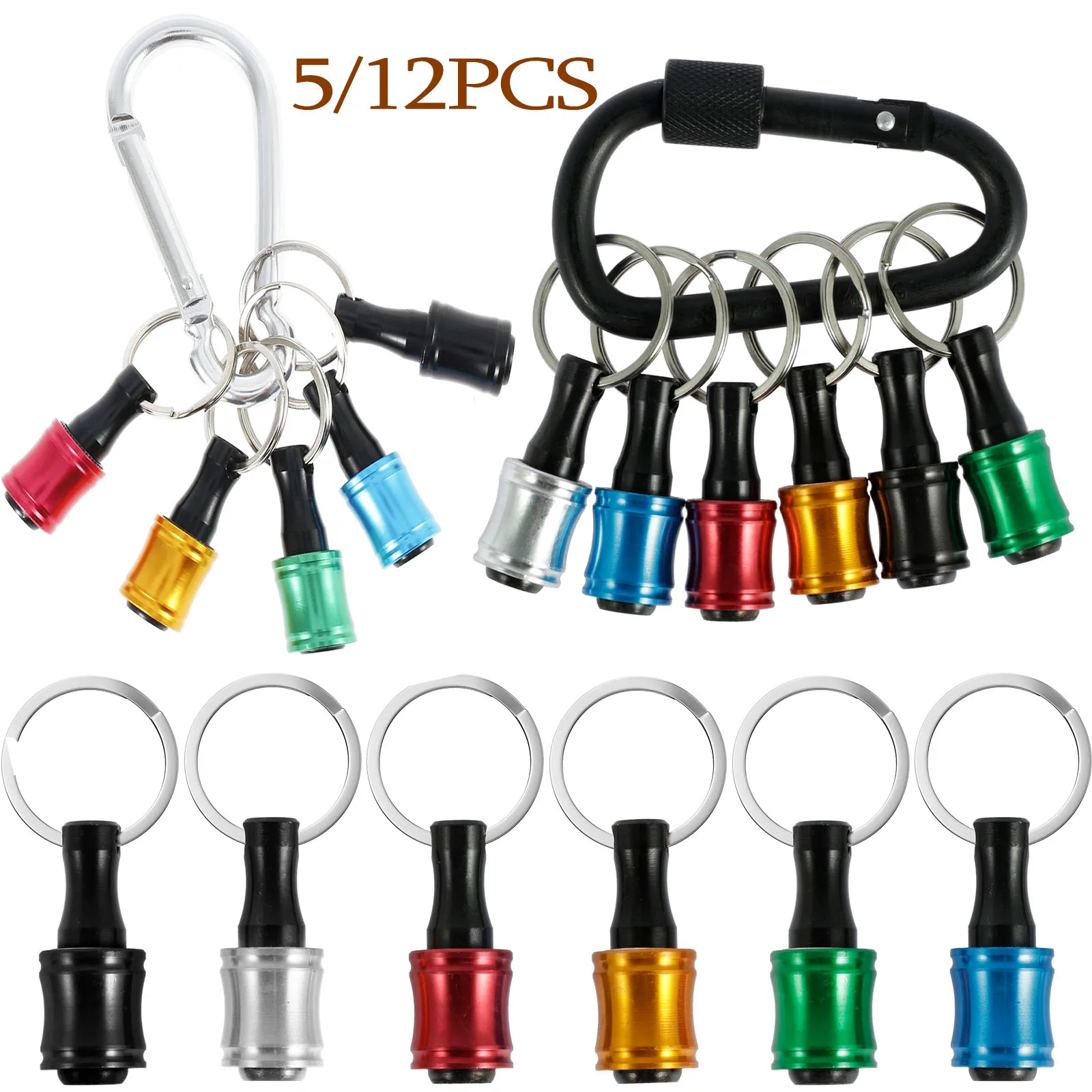 

5/12Pcs Color Keychain Quick Change Connecting Rod 1/4 Hexagonal Handle Screwdriver Head Quick Release Sleeve Conversion Rod Set