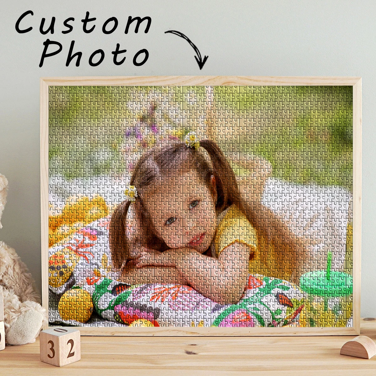 1pc Custom Photo Wooden Jigsaw Puzzle ,Fine Motor Skill Development Home Montessori, Early Learning Evening Relaxation Weekend