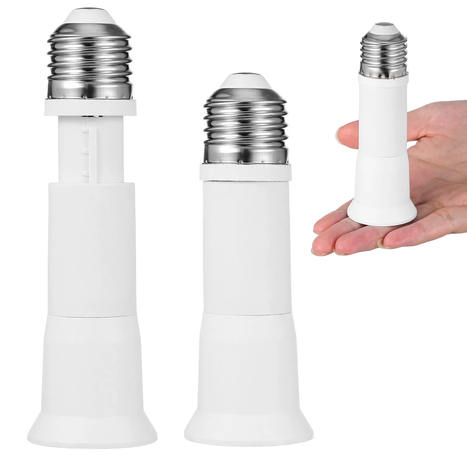 2pcs Telescopic Light Bulb Extension Socket E27 Adapter 110mm 133mm E27 To E27 Extender Lamp Holder Base Bulb Extend Converter