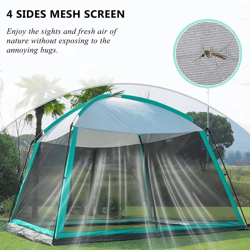 11x11 Ft Summer Waterproof 8-Person Stainless Steel Sunshade Mesh Net Tent Easy Setup Canopy Shelter Gazebo Screen House One