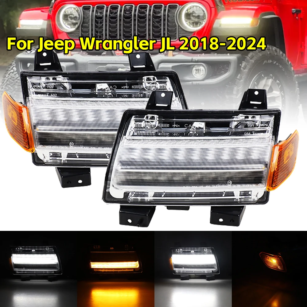 

LED Fender Light Turn Signal Lights DRL Light with Side Marker Lights for Jeep Wrangler JL Sahara Rubicon 2018-2024