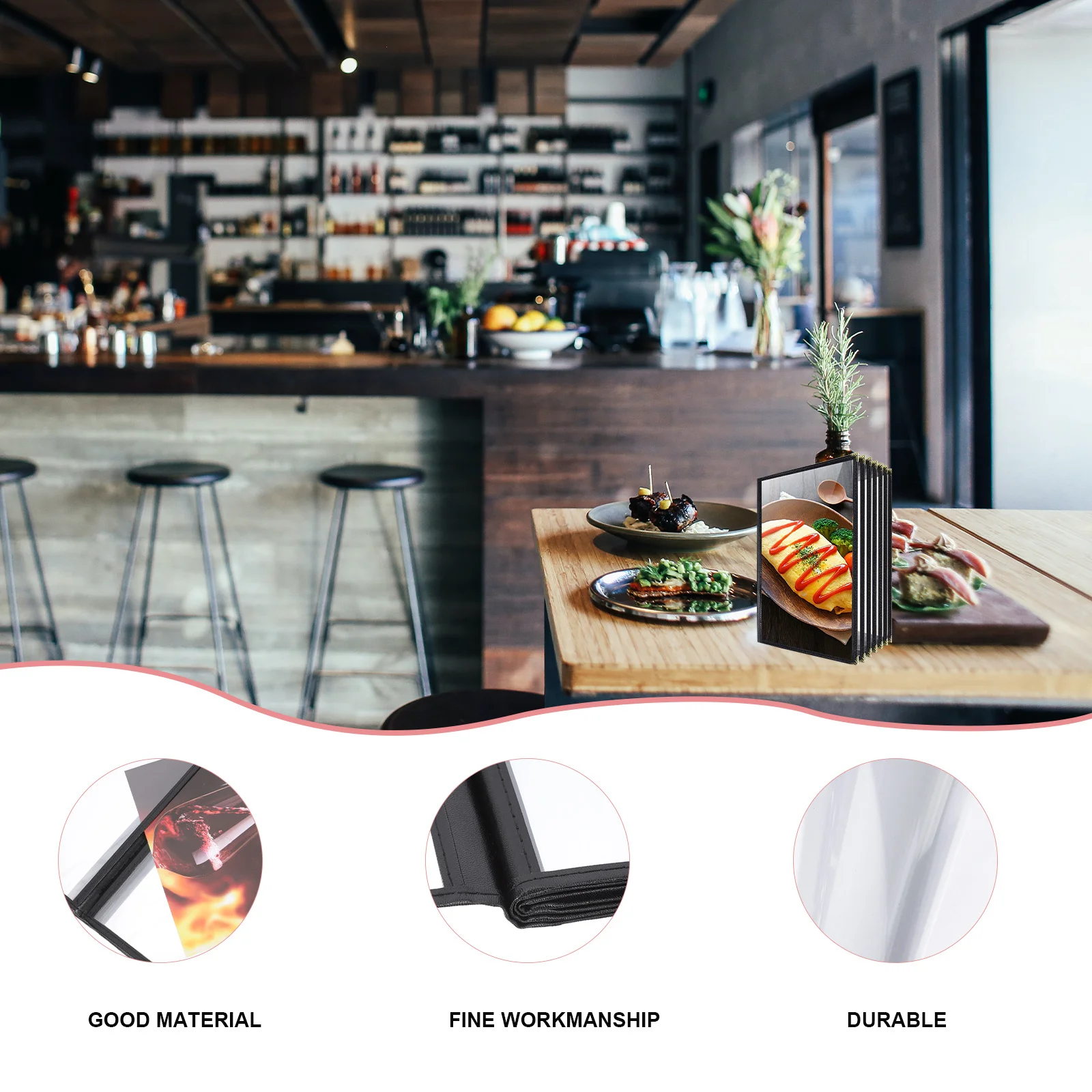 Clear PVC Recipe Book Protector A4 Menu Covers 8 Pages Waterproof Oilproof Transparent Restaurant Bar Kitchen Counter Supplies