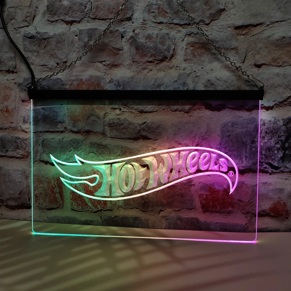 Hot Wheels – LED-Neonschild mit buntem fließendem Effekt, perfekt für Heimdekoration und zum Erstellen der Party-Stimmung