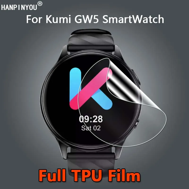 For Kumi GW5 GW3 Pro Smart Watch Ultra Clear Full Cover Repairable Soft TPU Hydrogel Film Screen Protector -Not Tempered Glass