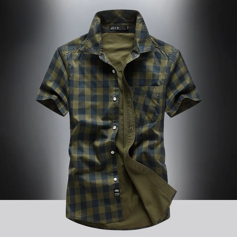 

Летняя рубашка в клетку для мужчин, свободного кроя, из тонкого хлопка, для работы и повседневной носки, с множеством карманов, в деловом стиле, для джентльменов.