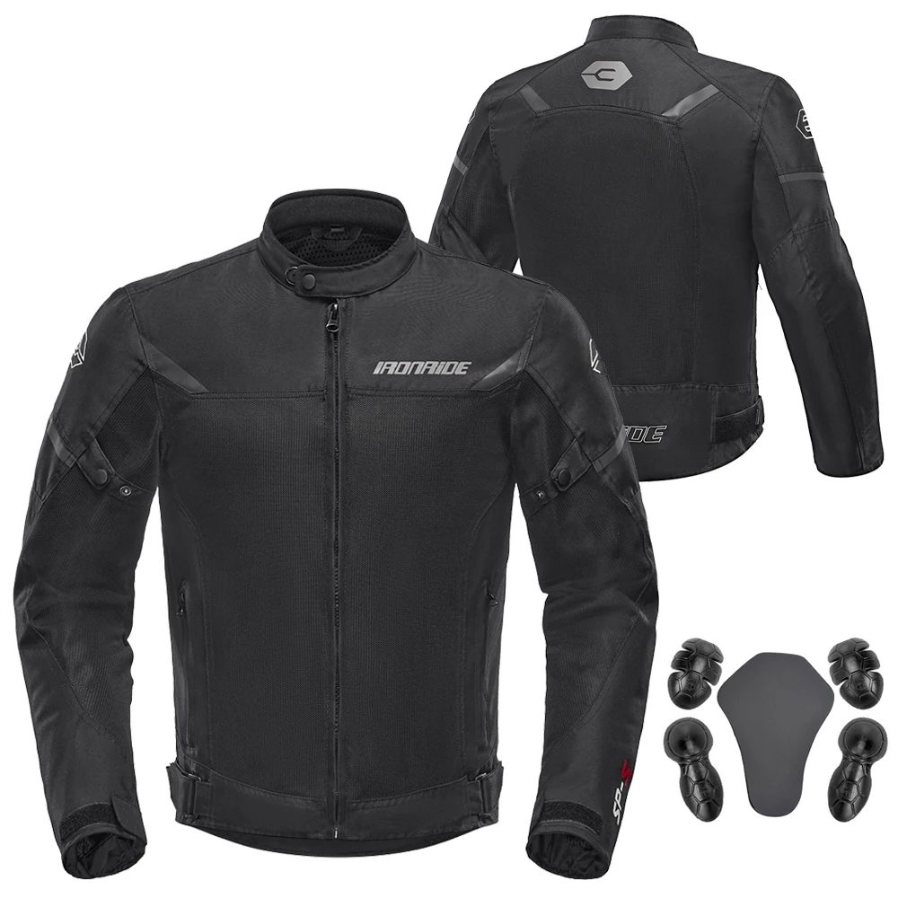 Men's Motorcycle Jacket Outdoor Riding Motorbike Jacket Mesh Breathable Anti-Fall Motocross Clothing With 5pcs Protector