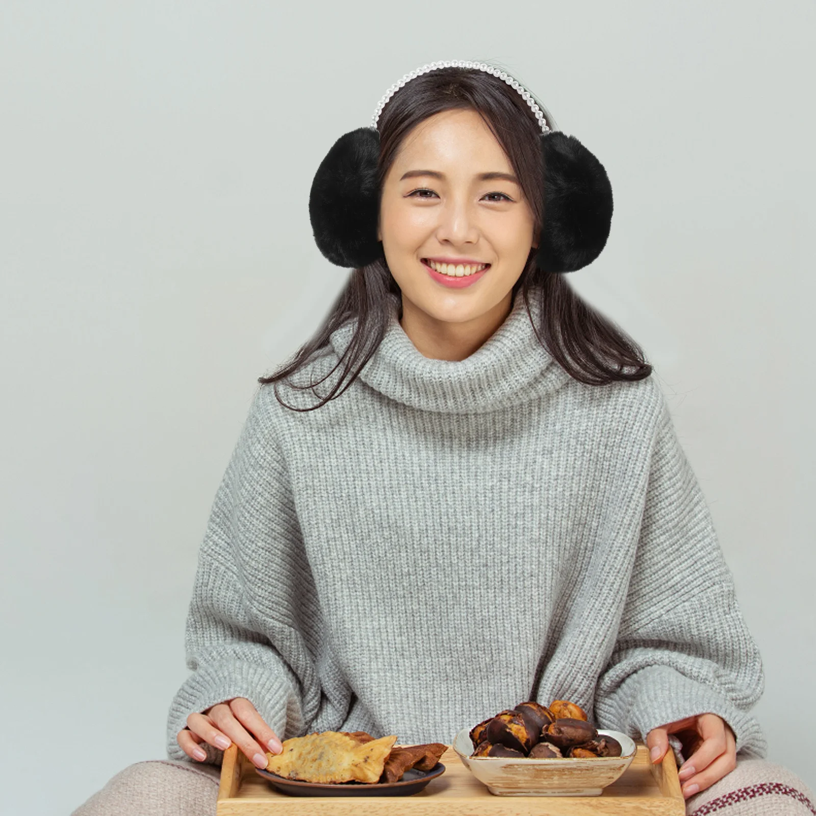 غطاء إفشل جميل للنساء غطاء أذن لؤلؤي غطاء أذن أنيق لتدفئة الأذن غطاء أذن ناعم ودافئ للاستخدام المريح #5