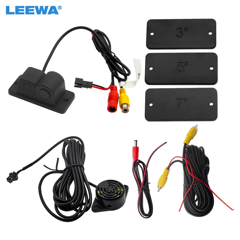 LEEWA 720P/1080P/CVBS AHD 2in1 Car Visual Reversing Camera With Backup Parking Sensor Aid System Rear View Radar #CA4067