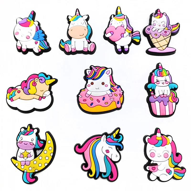 10PCs/Set unicorn shoe charms PVC shoe accessories Garden shoe decorations for shoe charms Buckle Unisex Gifts