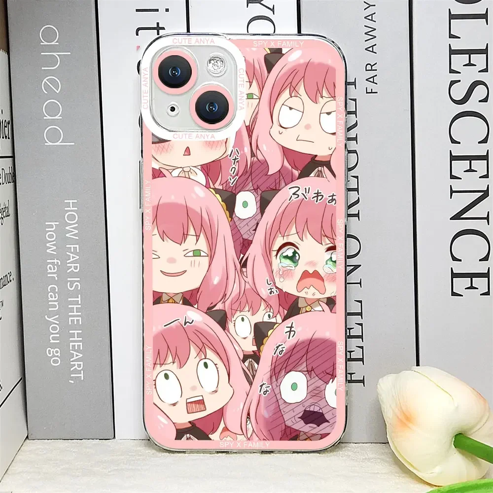 Kawaii Anime SPY×FAMILY Anya Forger Phone Case for IPhone 14 16 15 11 12 13 Pro Max Mini XS SE2 8 7 Plus Transparent Soft Fundas