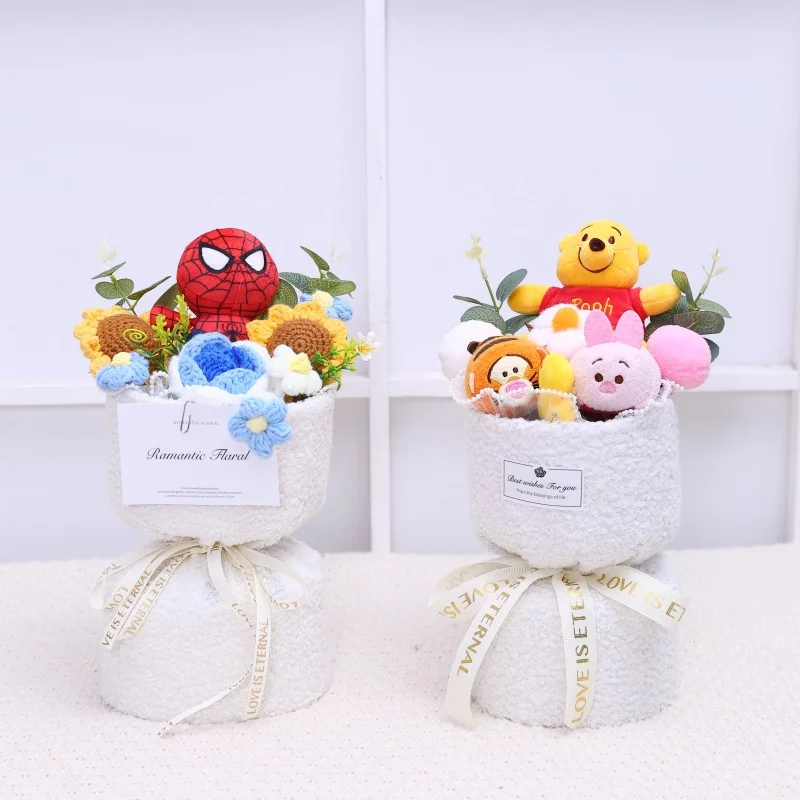 كارتون ويني ذا بركة غرزة باقة هدية صندوق الحيوانات المحشوة باقة الزهور ديكور المنزل هدايا عيد الحب