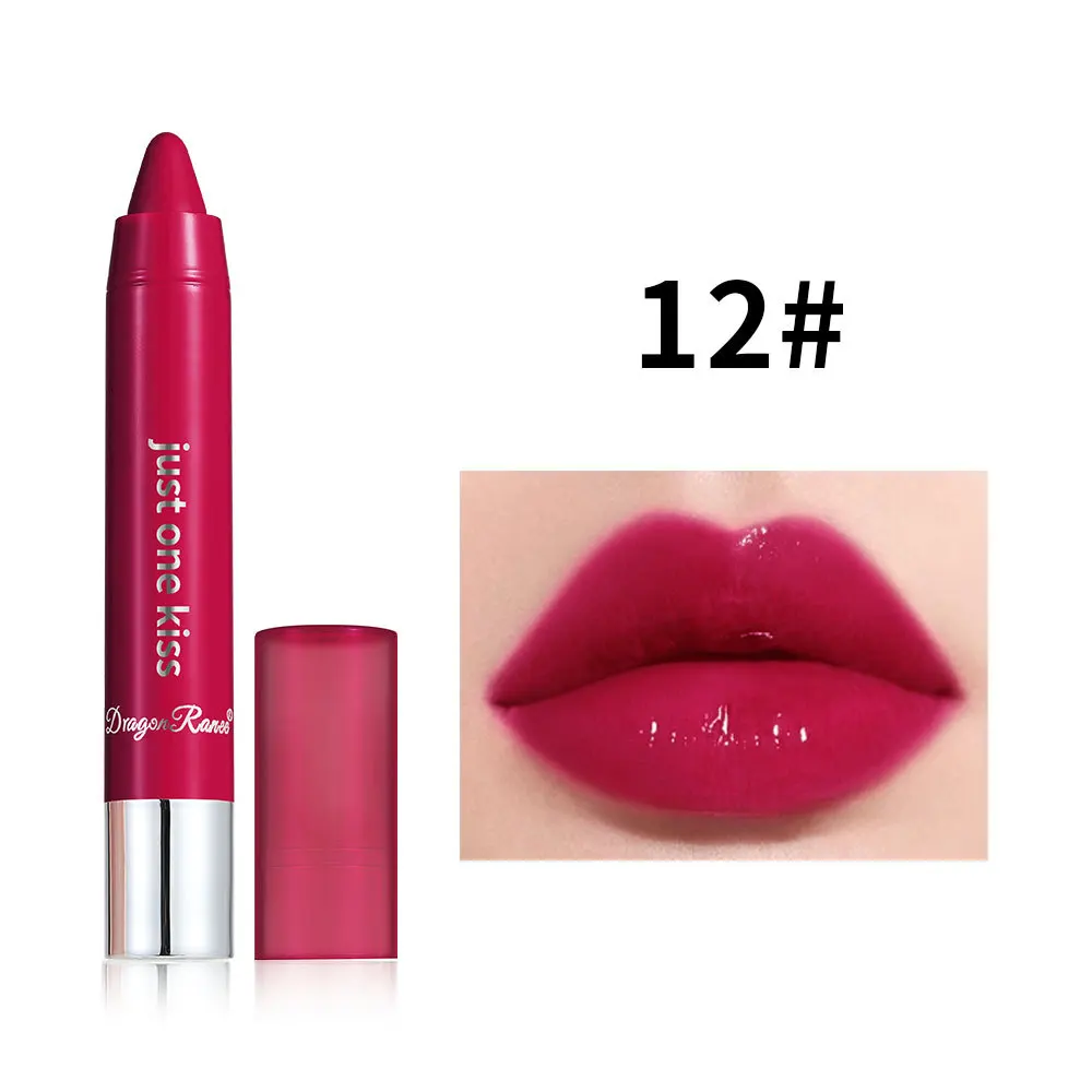 12 สีน้ําลิปสติกปากกาสีชมพู Mirror Jelly Lip GLOSS Long Lasting Moisturizing Lip Liner Crayon ดินสอแต่งหน้า Se