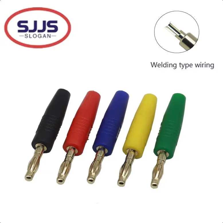 【5-1PCS】4mm Banana Gold Plate Plugs Connectors Banana Plug For Banana Socket Connectors