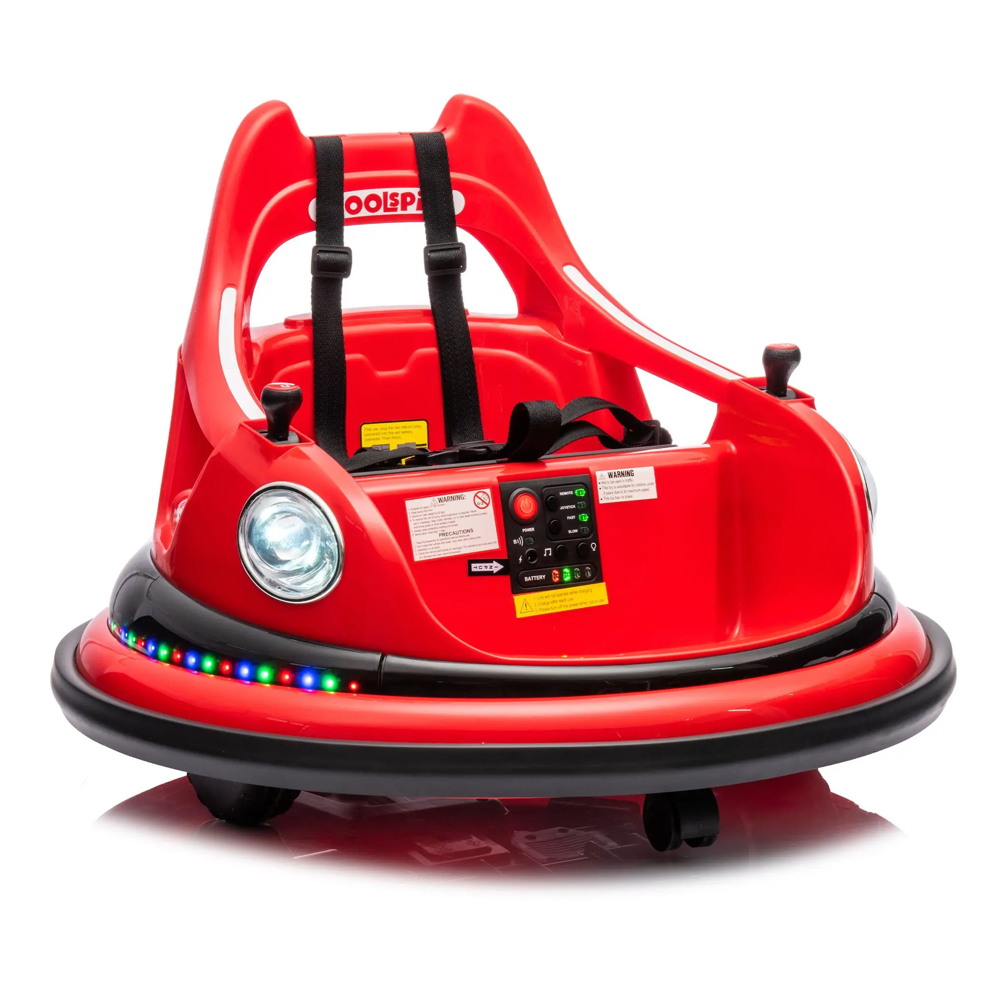 12V ride on bumper car for kids,electric car for kids,1.5-5 Years Old,W/Remote Control, LED Lights, Bluetooth & 360 Degree Spin