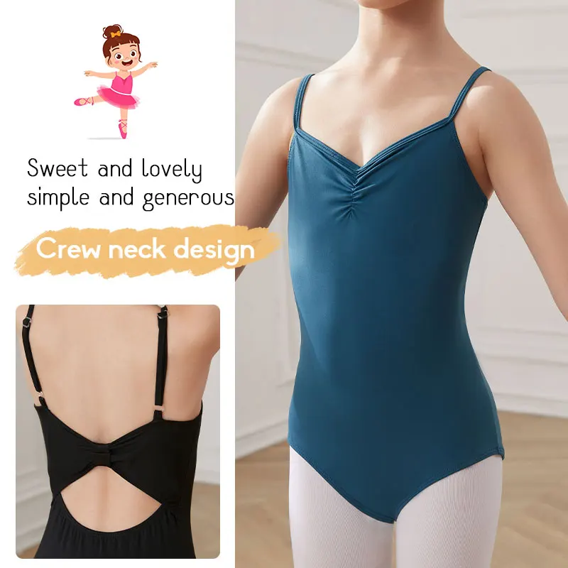 Girls Ballet Leotard for Kids Tutu Dance Leotard Sling suit Gymnastics Leotard For Child Students bow Ballet costume Bodysuit