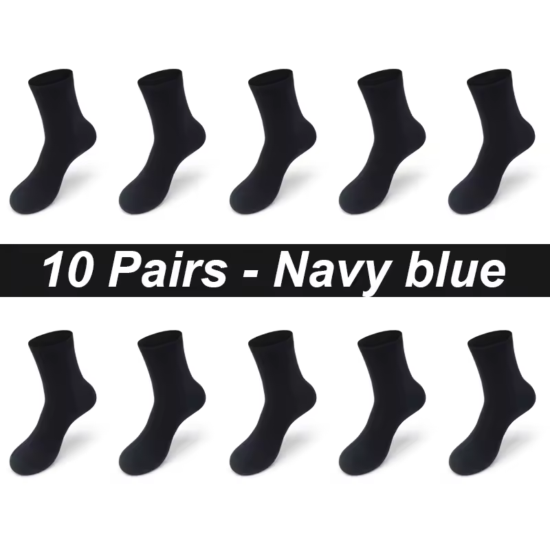 10Pairs/Lot Men's Bamboo Fiber Socks Long Black Business Soft Breathable New High Quality  Autumn for Male Socks Plus Size 39-48 - Image 18