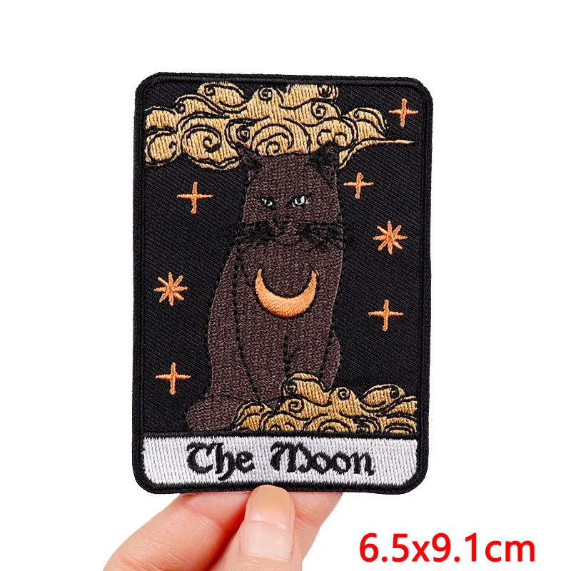 Animal Tarot Embroidery Patch Iron On Patches For Clothing Thermoadhesive Patches Cartoon Cat Patches On Clothes Sewing Stickers