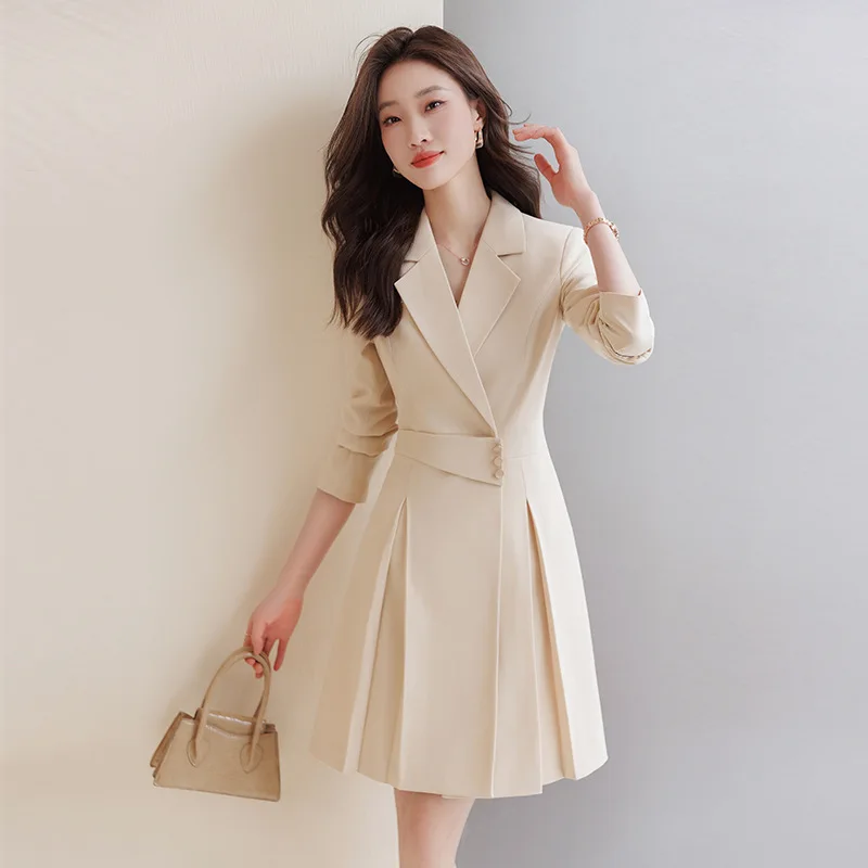 Versatile Temperament High-End Sense Suit Dress Women's Spring and Summer Professional Dress Goddess Style Long Sleeved Skirt