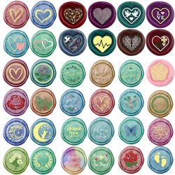 2024 New Wax Seal Stamps Heart Rose Floral With Love Blessed Words Mixed Pattern DIY Scrapbooking Invitation Envelope Card Craft