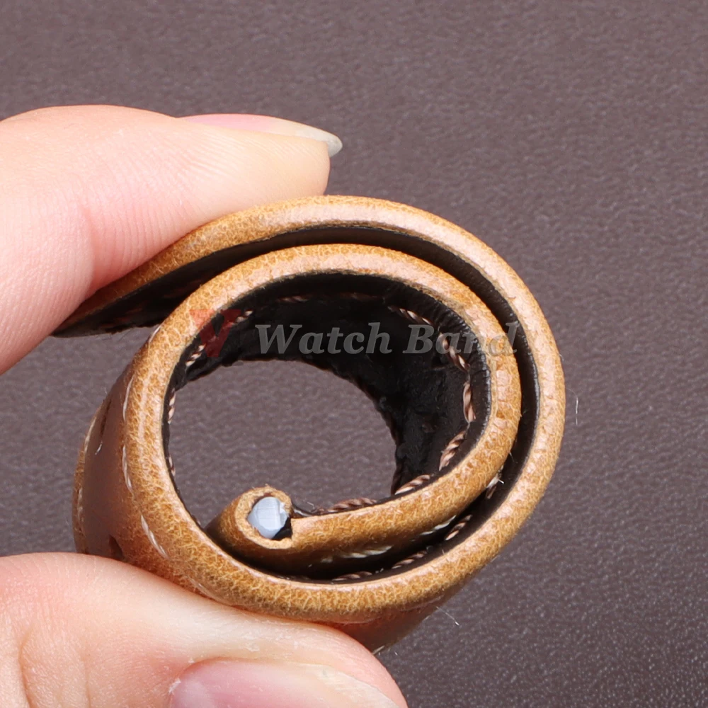 حزام جلد البقر الأصلي لساعة سامسونج جالاكسي 6 5 4 سوار معصم ريترو قابل للتنفس لسوار سايكو لأوميغا 18/20/22 مللي متر