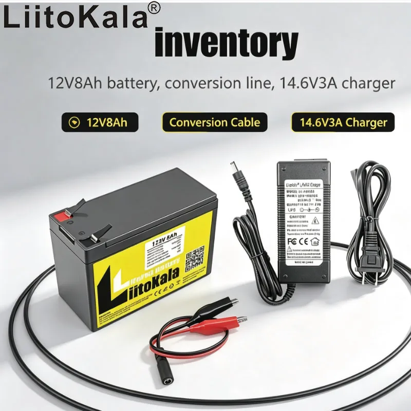 Liitokala 12V 8AH LIFEPO4 Battery Pack Deep Cycle Rechargeable 12.8V for Fish Finder Scooter Children's Cars Set