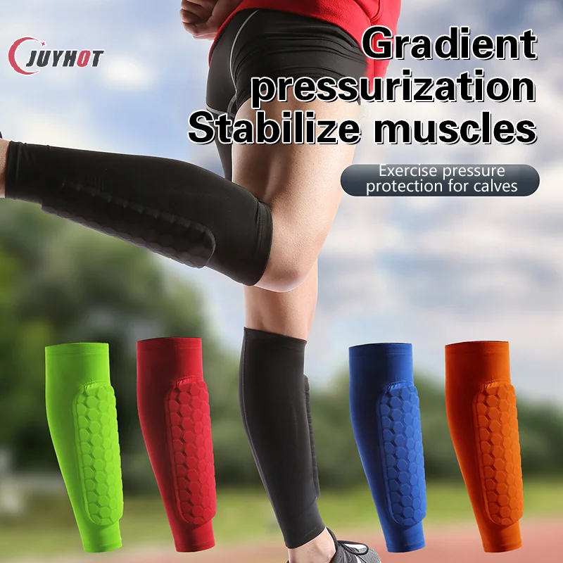 Football Shin Guards Leg Sleeve Honeycomb Nylon Support Sock Shin Protector Soccer Gear Soccer Shields Sports Legging