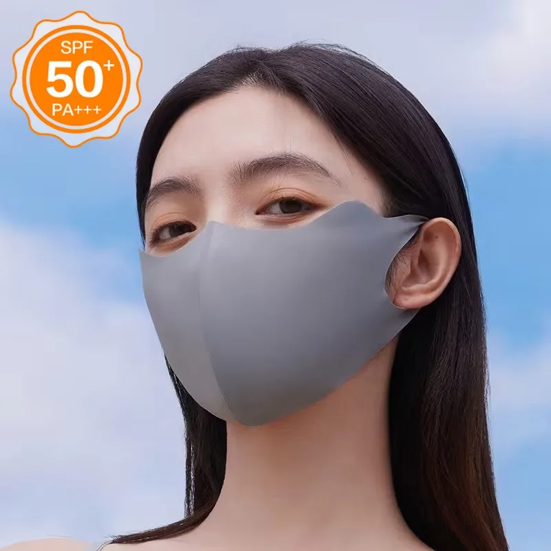 

1-20PCSSummer Sun Protection Ice Silk Face Mask Breathable 3D Fit No Trace Eye Corner Shield UV Block Outdoor Scarf Accessories