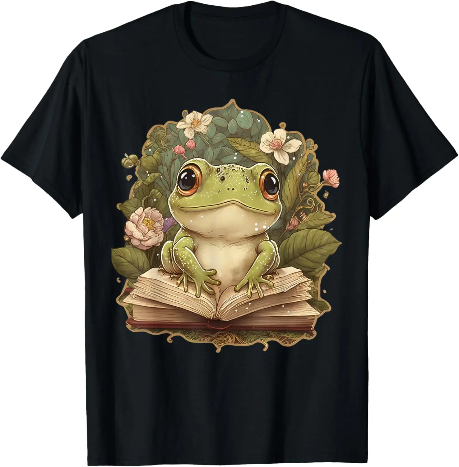 Cute Cottagecore Floral Frog Aesthetic Girls Women Graphic T-Shirt