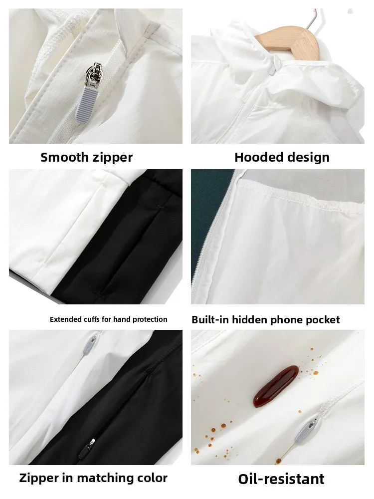 เสื้อผ้าโยคะผู้หญิงผ้าไหมน้ำแข็งสีขาวทรงเข้ารูปสำหรับขี่จักรยาน ป้องกันแสงแดด เสื้อคลุมบางเบาสำหรับฤดูร้อน ซิปยาว