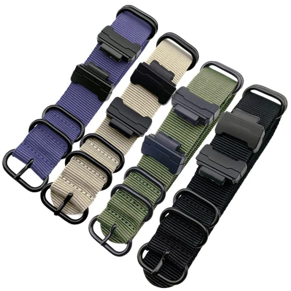 Cow Ring Buckle Nylon Strap for Casio G-shock GSHOCK GA100 GA400 DW5600 M5610 Adapter Rubber Connector 16mm Replace The Strap