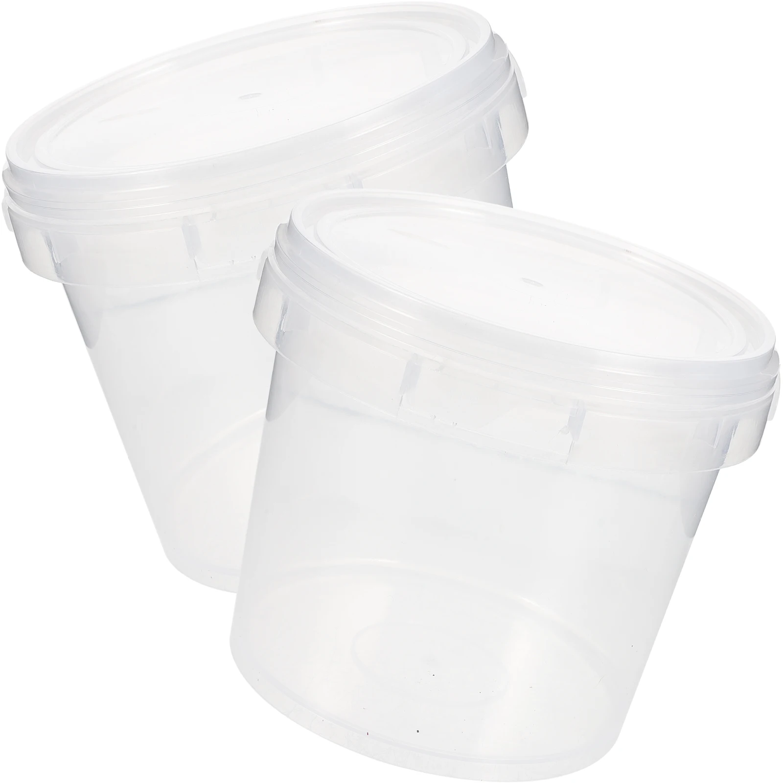 

2Pcs Food Grade Plastic Bucket Transparent Hand Bucket Carry Handle Storage Container Household Ice Cream Kimchi Tank